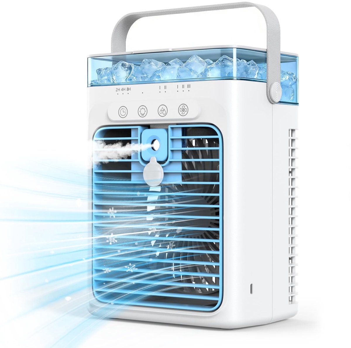 Draagbare Luchtkoeler - Mobiele Aircooler met 1L Watertank - Verdampingskoeler Zonder Afvoerslang - Persoonlijke Ventilator met Koelfunctie - Voor Slaapkamer, Kantoor, Kamer en Camping