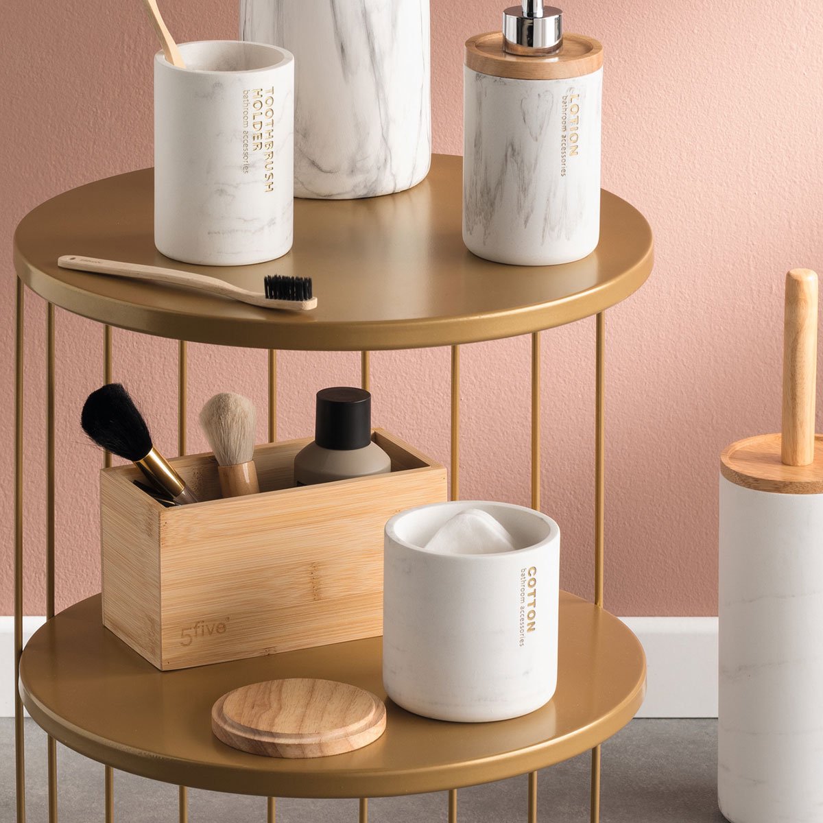 5Five Sieraden / make-up houder - box - 18 x 9 x 9,5 cm - bamboe hout - Organizer bakje - badkamer — cadeau in Wonen & Interieur - foto 2