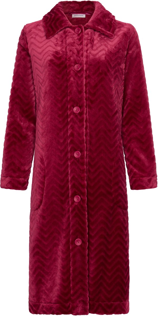Pastunette - Badjas - Rosewood Comfort - Flannel Fleece - Rood - Knoopsluiting - Maat L