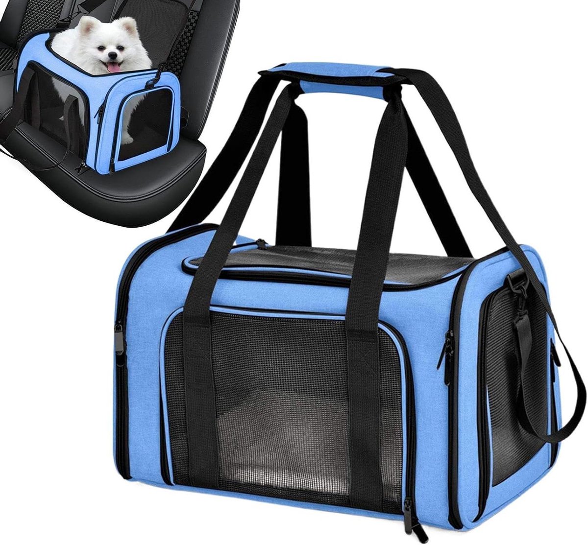 Hondendraagtas Kattenmand - Reistas Huisdier - Reizen met Huisdier - Ventilerend Mesh Materiaal - 40x25x25 cm - Blauw