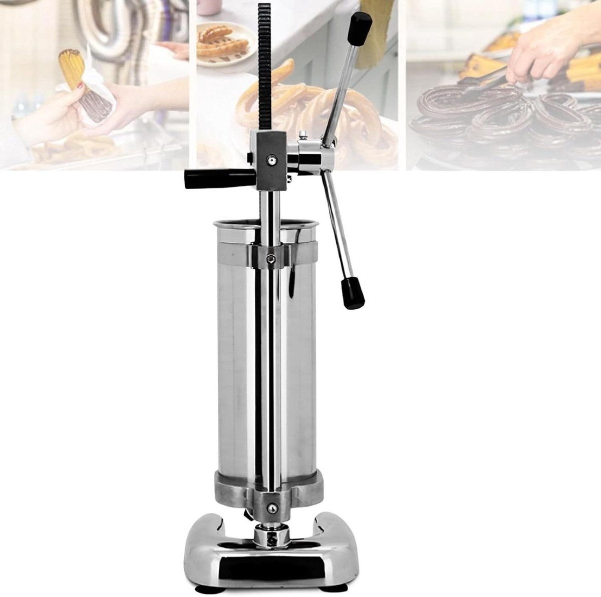 Handmatige Churro Machine - Deeg Vuller Gebak - Bakkerij Gebruik - Roestvrij Staal - 3 Liter Inhoud - Zilver