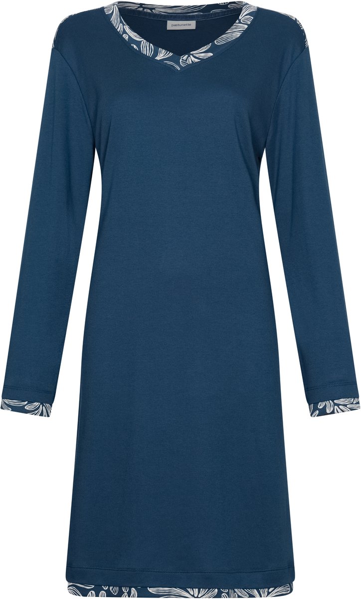 Pastunette - Nachthemd - Nordic Bloom - Katoen Interlock - Blauw - Maat 44