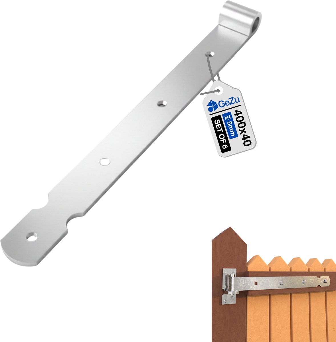 GeZu Impex Duimheng Gegalvaniseerd Set van 6 400 mm zware scharnier voor poort hek loodsen ladenband