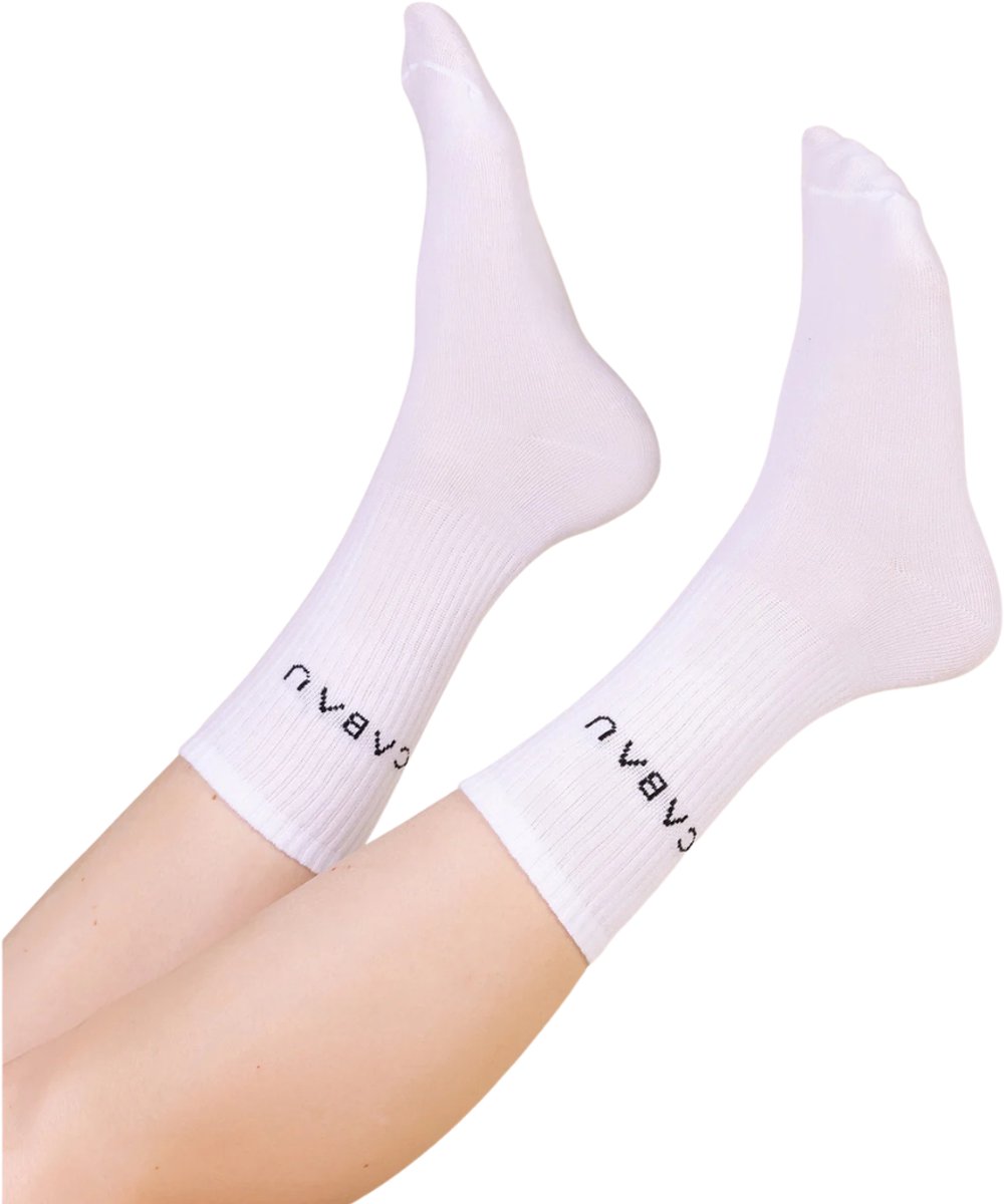 Cabau – Bloom Socks 3-Pack – Witte Geribbelde Sportsokken Vrouwen – Casual & Sporty – 75% Katoen, 20% Polyester, 5% Spandex – Maat 39-41