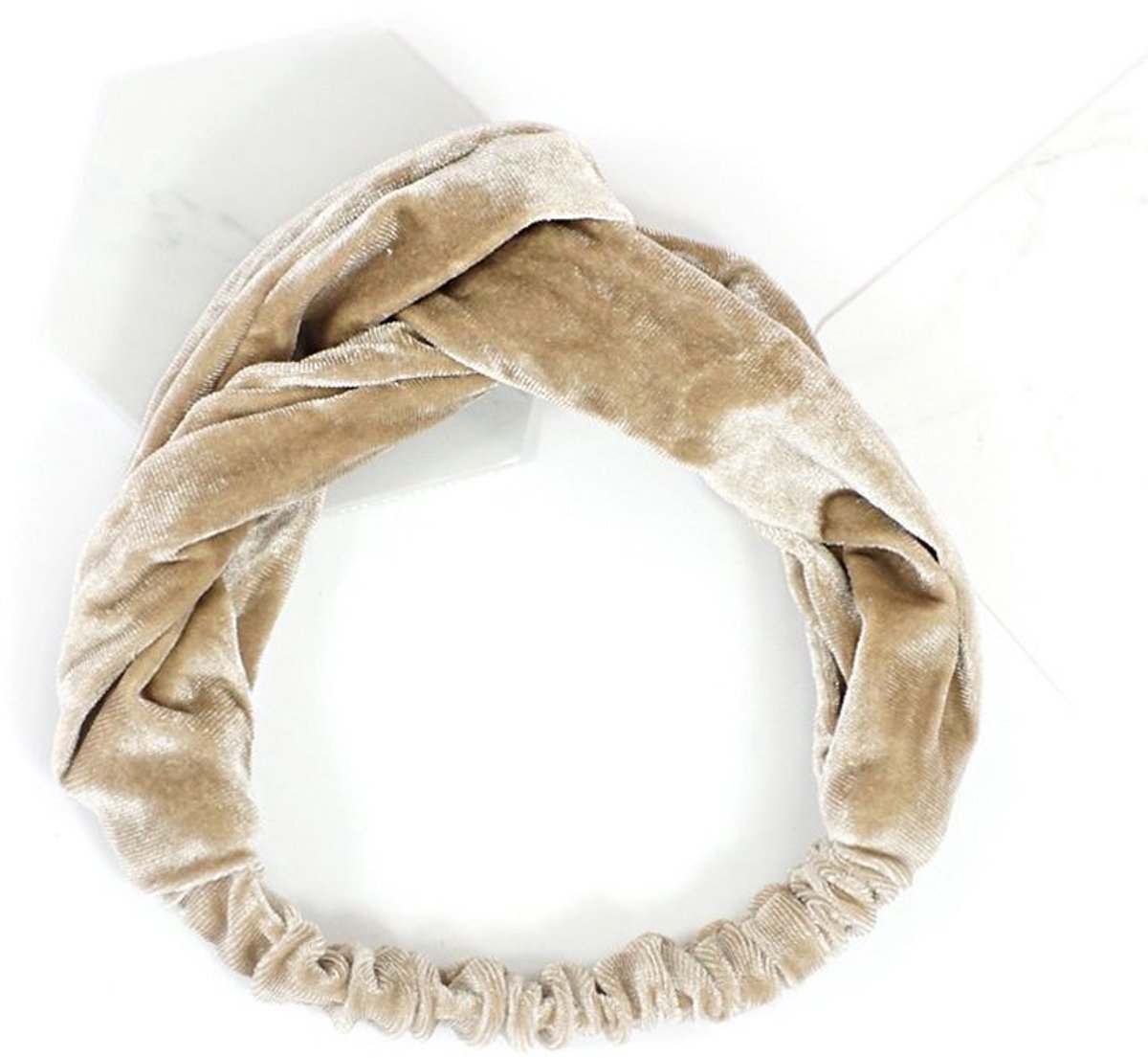 Haarband - Velvet - Fluwelen haarband - Hoofdband - Haaraccessoire - Zachte hoofdband - Fashion accessoire - Velvet headband - Elastisch - Beige - Jonyx