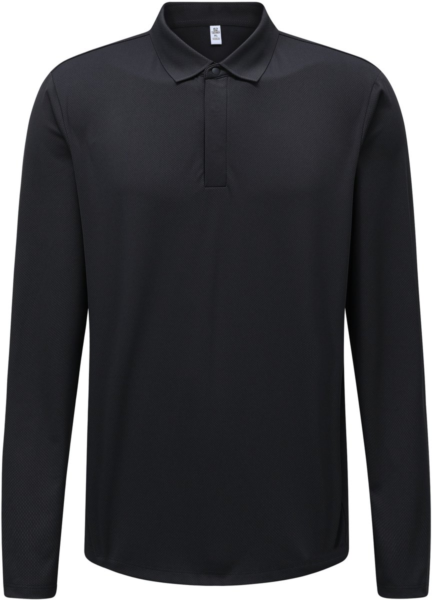ALLTHEMEN Heren Casual 3D Een Knoop Lange Mouw Polo - XL