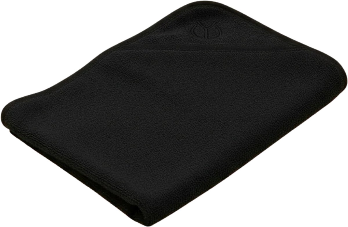 Cabau – Bloom Towel – Black – Zachte Sporthanddoek van 100% Katoen – Sneldrogend & Absorberend met Ritsvakje – Voor Yoga, Pilates & Elke Workout – 80x40 cm