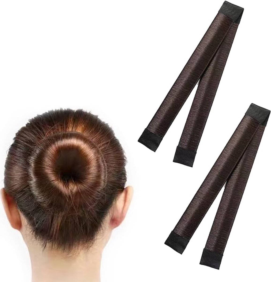 2x Knot maker - Magic bun maker - Haar knot maken - Haaraccessoire - Perfecte knot - Haarstyling tool - Bun maker - Hair bun tool - Haar hulpstukje - 2 stuks - Donkerbruin - Jonyx