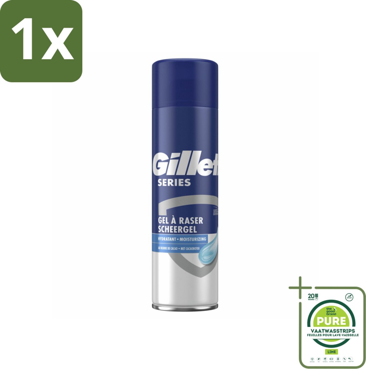 1 x Gillette Series -Scheergel - Hydraterend - Pre-Shave Voorbereiding - 200 ml - Scheergel - Hydraterende Scheergel - Scheergel Voor Mannen - Scheergel Gevoelige Huid - Scheergel Met Glycerine