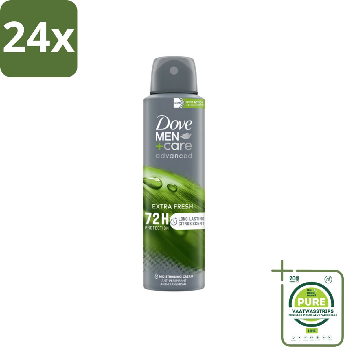 Dove Men+Care Deodorant Spray - Extra Fresh - 150 ml - Voordeelverpakking - 24 stuks - Mannen deodorant - Anti-transpirant