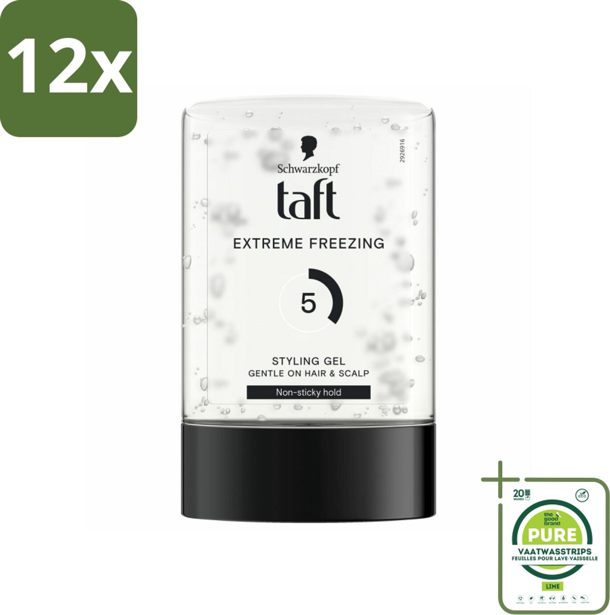 Taft - Extreme freezing 5 - Styling Gel - Sterke hold - 300 ml - Voordeelverpakking - 12 stuks - Haar gel - Taft gel