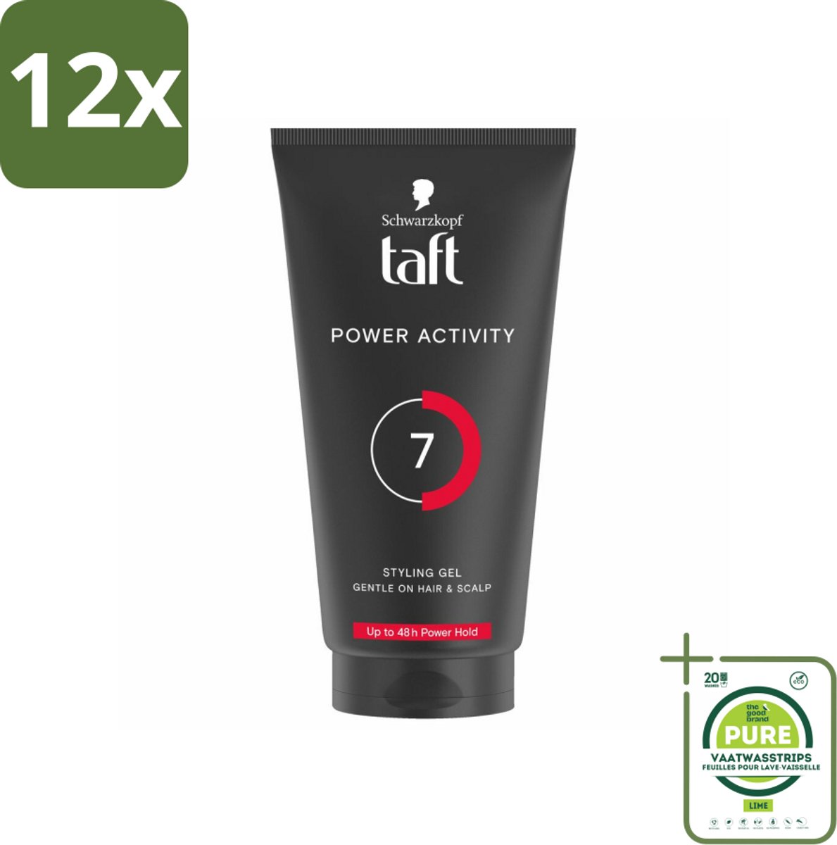 Taft - Power Activity 7 - Styling Gel - Energieke styling - 150 ml - Voordeelverpakking - 12 stuks - Haarstyling gel - Taft styling gel