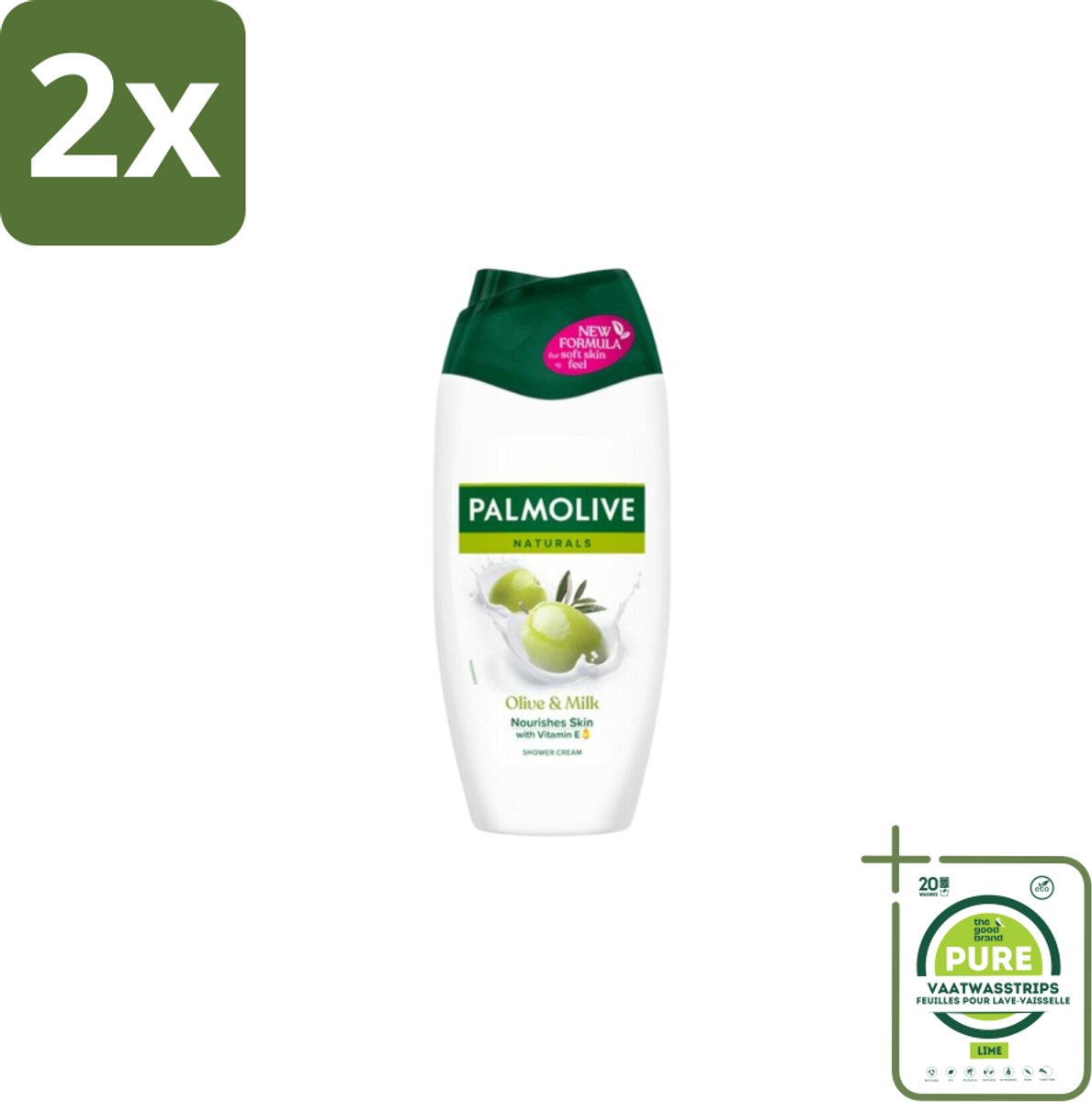 Palmolive Naturals - Olijf & Melk - Douchecrème - Natuurlijk & Verzachtend - 250 ml - Voordeelverpakking - 2 stuks - Douchecrème - Olijf & Melk