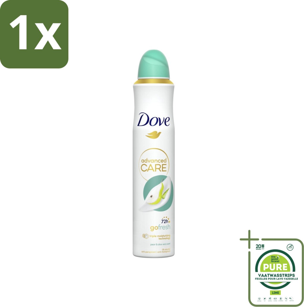 1 x Dove Deodorant Spray - Peer & Aloë Vera - 200 ml - Deodorant Spray - Anti-transpirant - Dove - Peer & Aloë Vera - 72 Uur Bescherming
