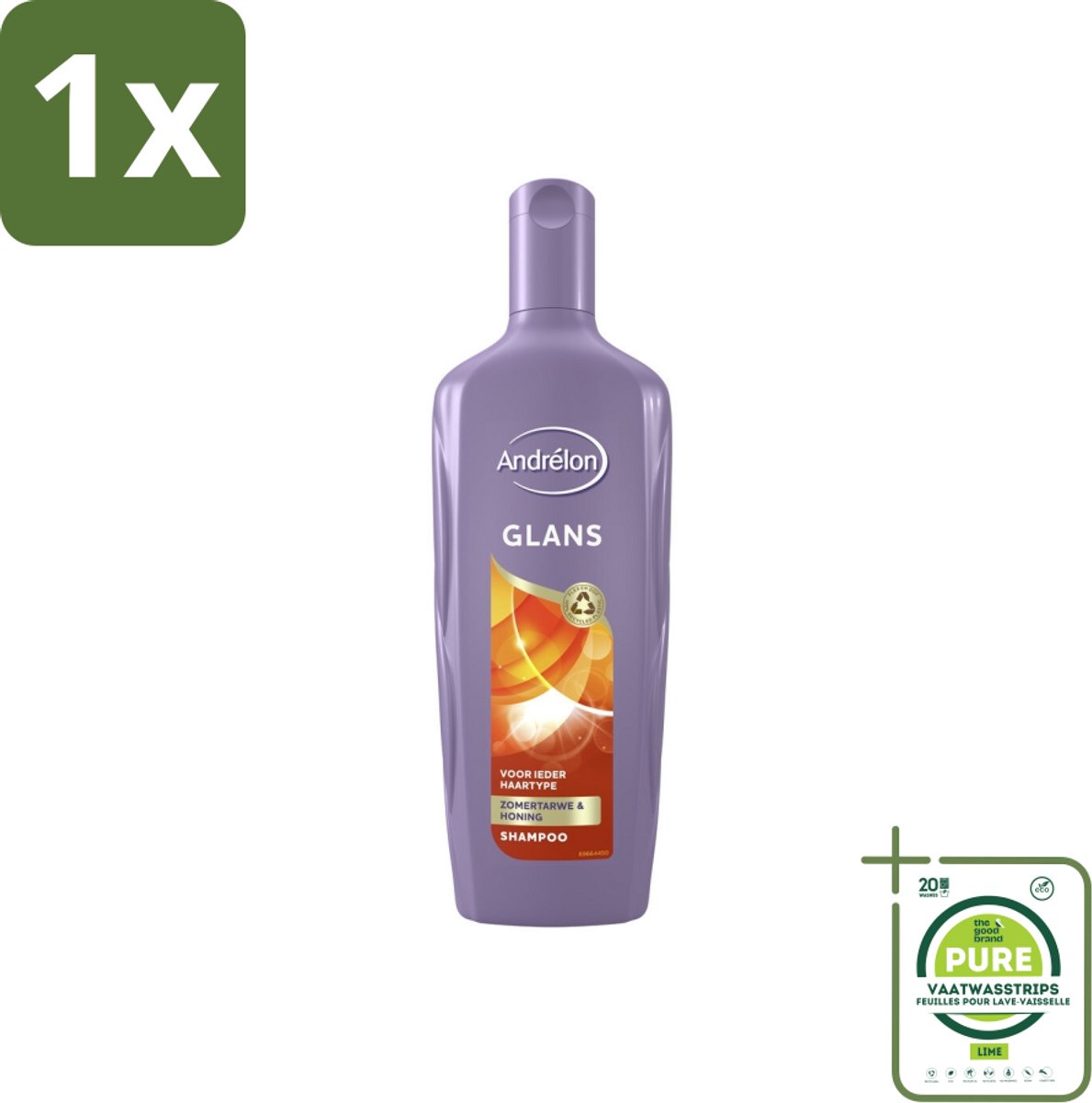 1 x Andrélon - Glans - Shampoo - 300 ml - Glans Shampoo - Haarverzorging - Andrélon - Glanzend Haar - Zachte Shampoo