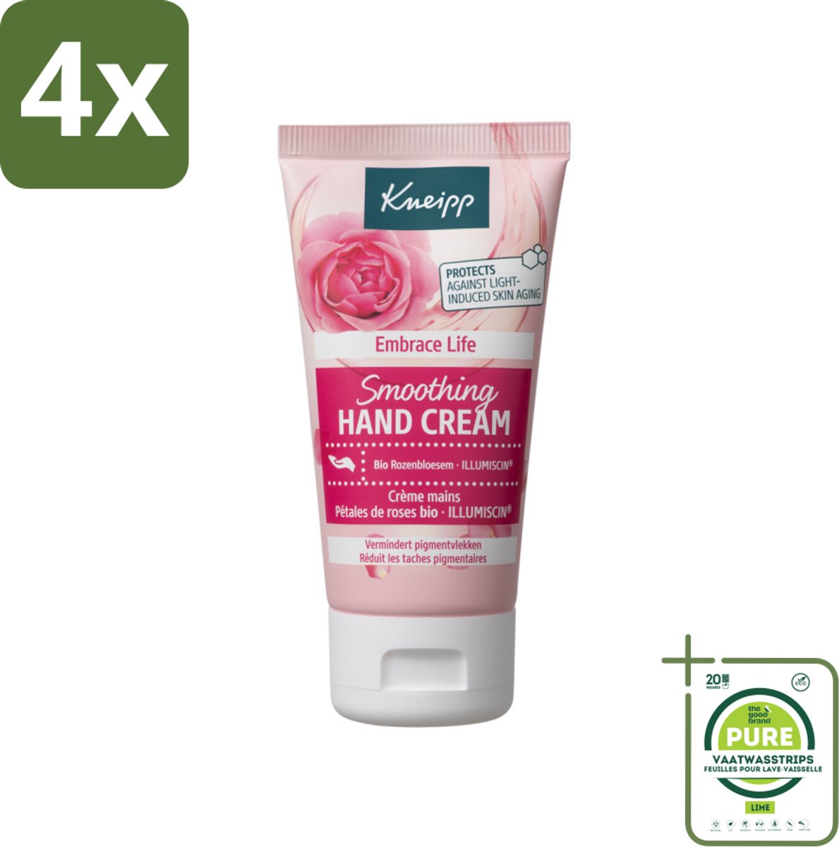 Kneipp - Handcrème - Embrace Life - Anti‑Aging (ILLUMISCIN) - 50 ml - Voordeelverpakking - 4 stuks - Anti-aging handcreme - Pigmentvlekken verlagen