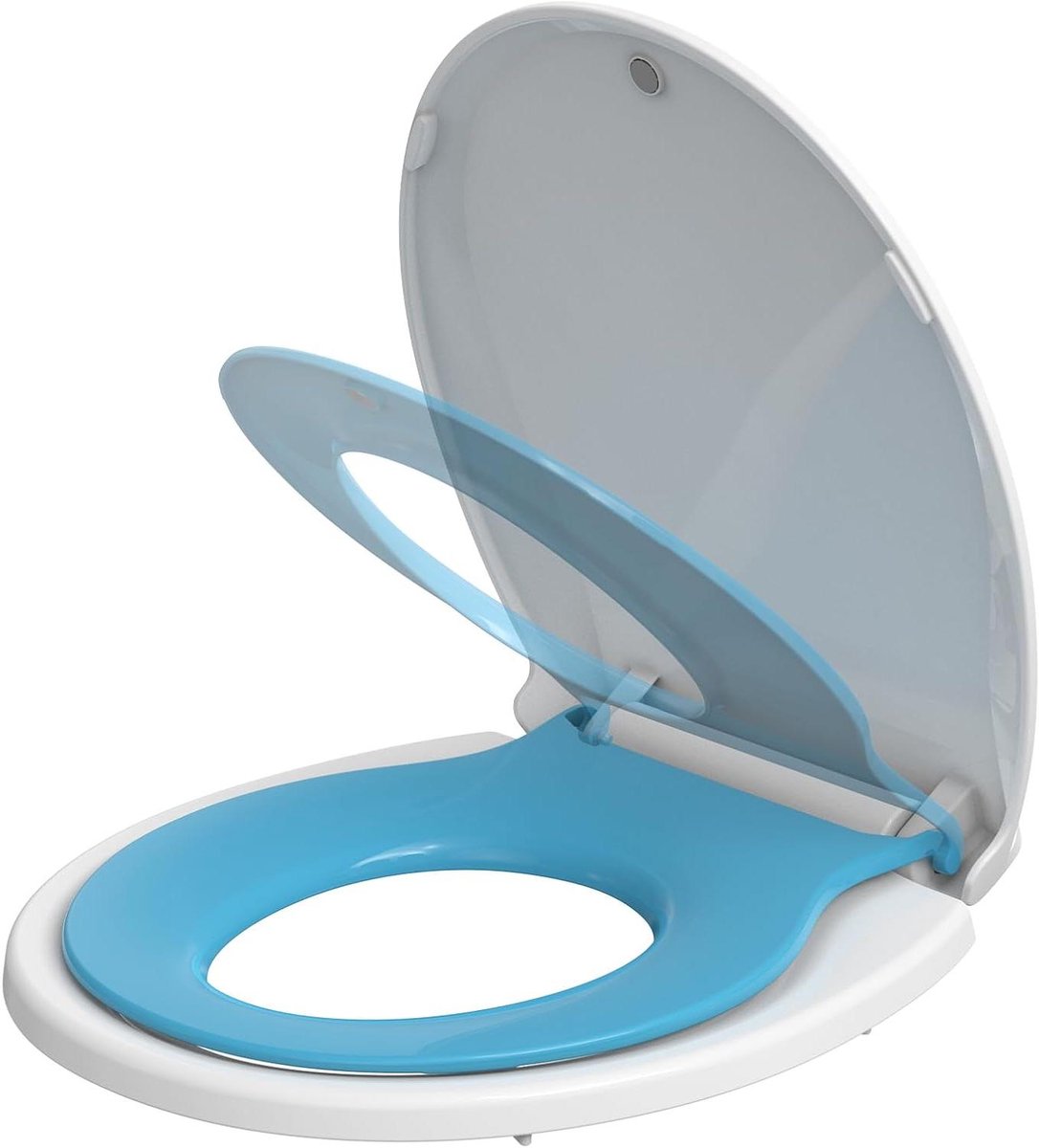 Toiletbril met Kinderzitje - WC-bril Toiletdeksel - Hygiënisch Werken - Zachtsluitend en Afneembaar - 435 x 36 cm - Blauw