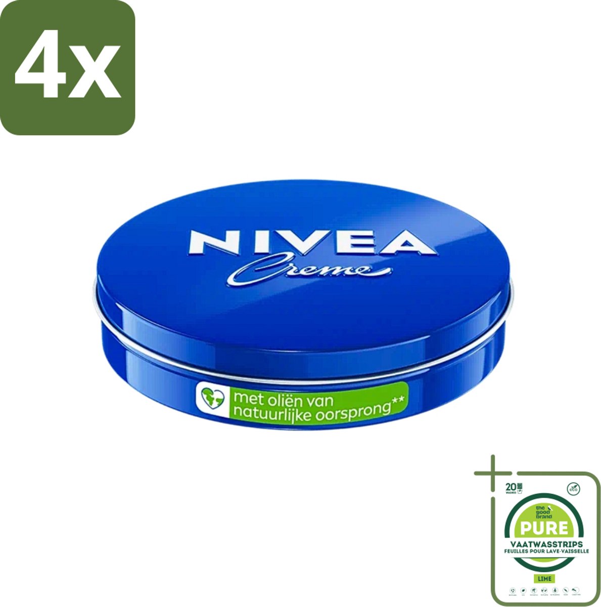 NIVEA - Crèmeblik - Klassieke Crème - Natuurlijke oliën - 75 ml - Voordeelverpakking - 4 stuks - NIVEA Crème - Verzorging