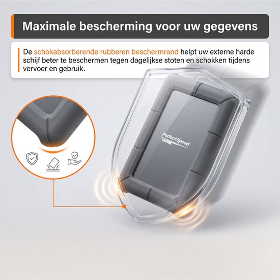Perfect Speed Externe HDD 2TB - USB 3.2 - 1600 Mbps (200 MBps) - Schokbestendig - USB C — afbeelding 3