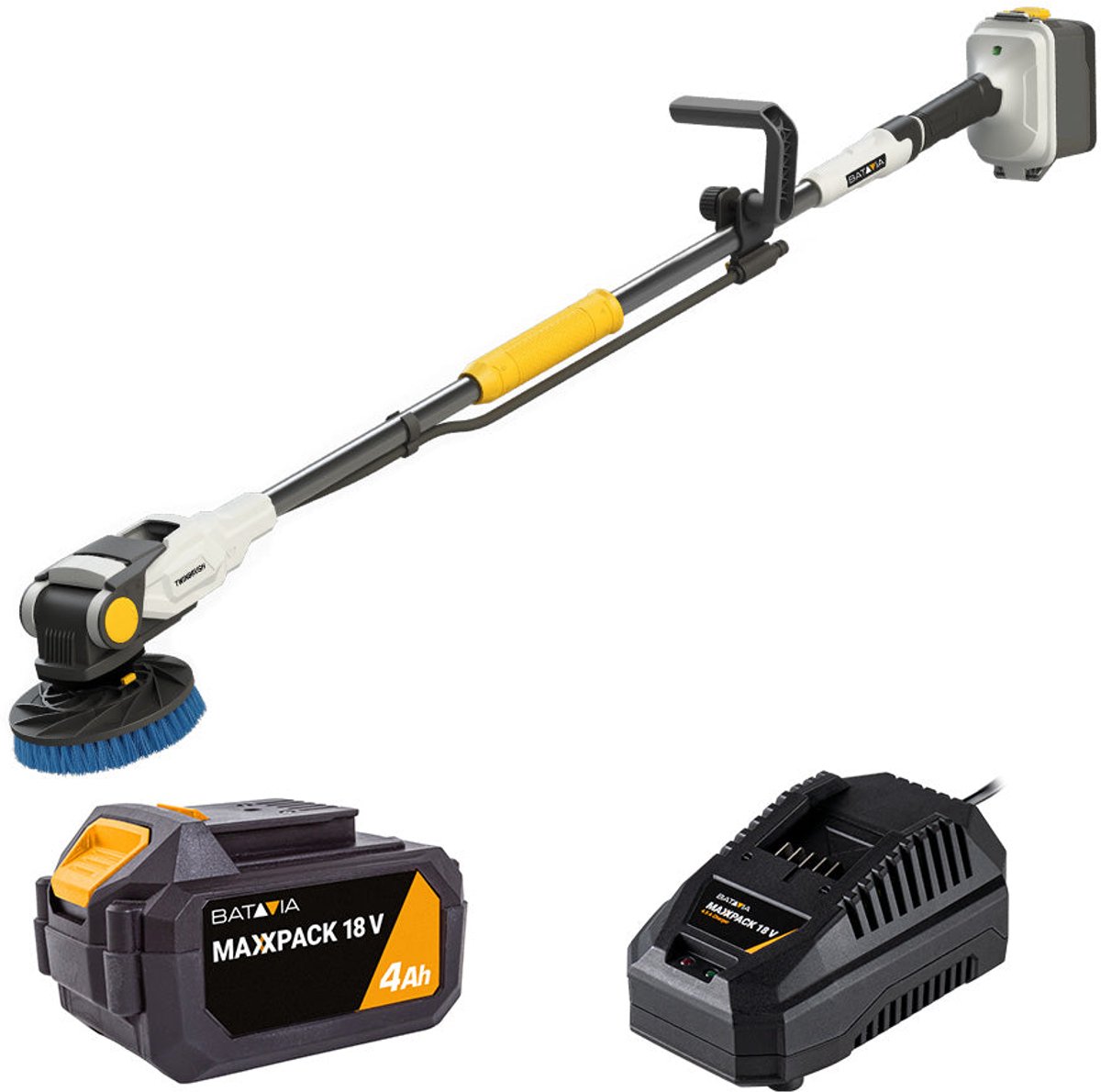Batavia 18V Twin Brush Brushless Accu Reinigingsborstel Incl. 4.0Ah Accu & Snellader
