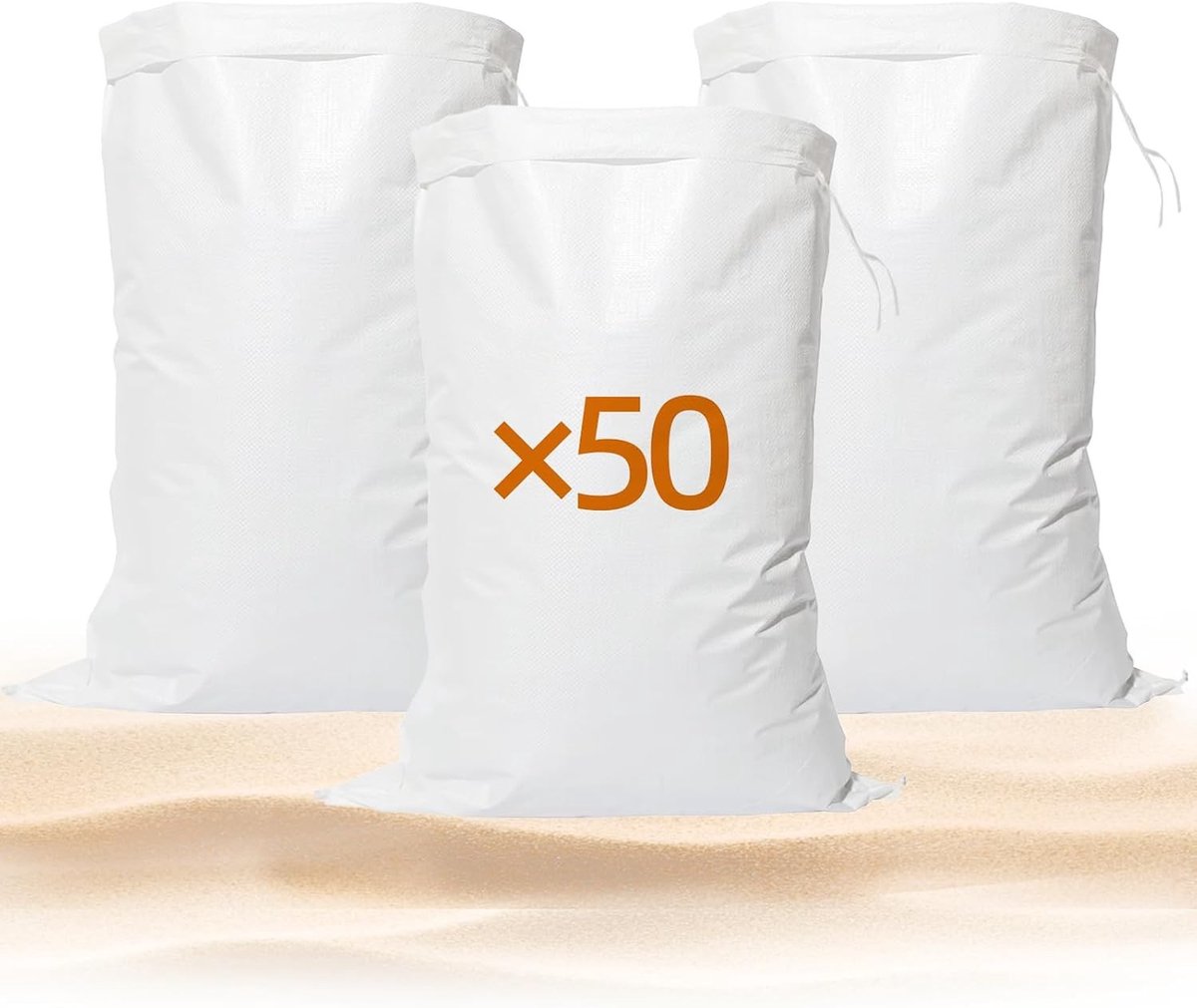Lege zandzakken met trekkoord voor eenvoudige vulling, overstromingsbescherming voor kelderramen, weerbestendige polypropyleen zakken (40x60cm) - ideaal voor noodsituaties en waterbeheersing.