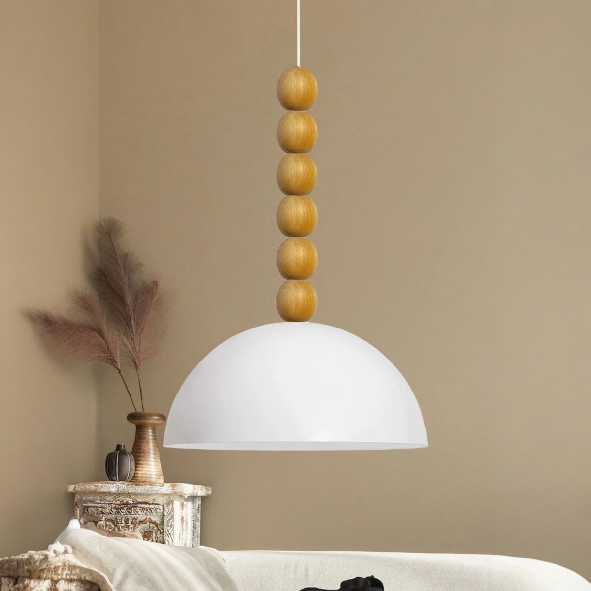 Bamyum Lipeo hanglamp, industriële Modern stijl, Ø26 cm, wit metalen lamp