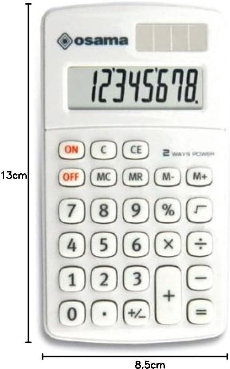 SnelShoppen - Grote 8-Cijferige Calculator met LCD Scherm, Zacht Toetsenbord, Comfortabel in Gebruik, Wit voor Kantoor, Thuis of School