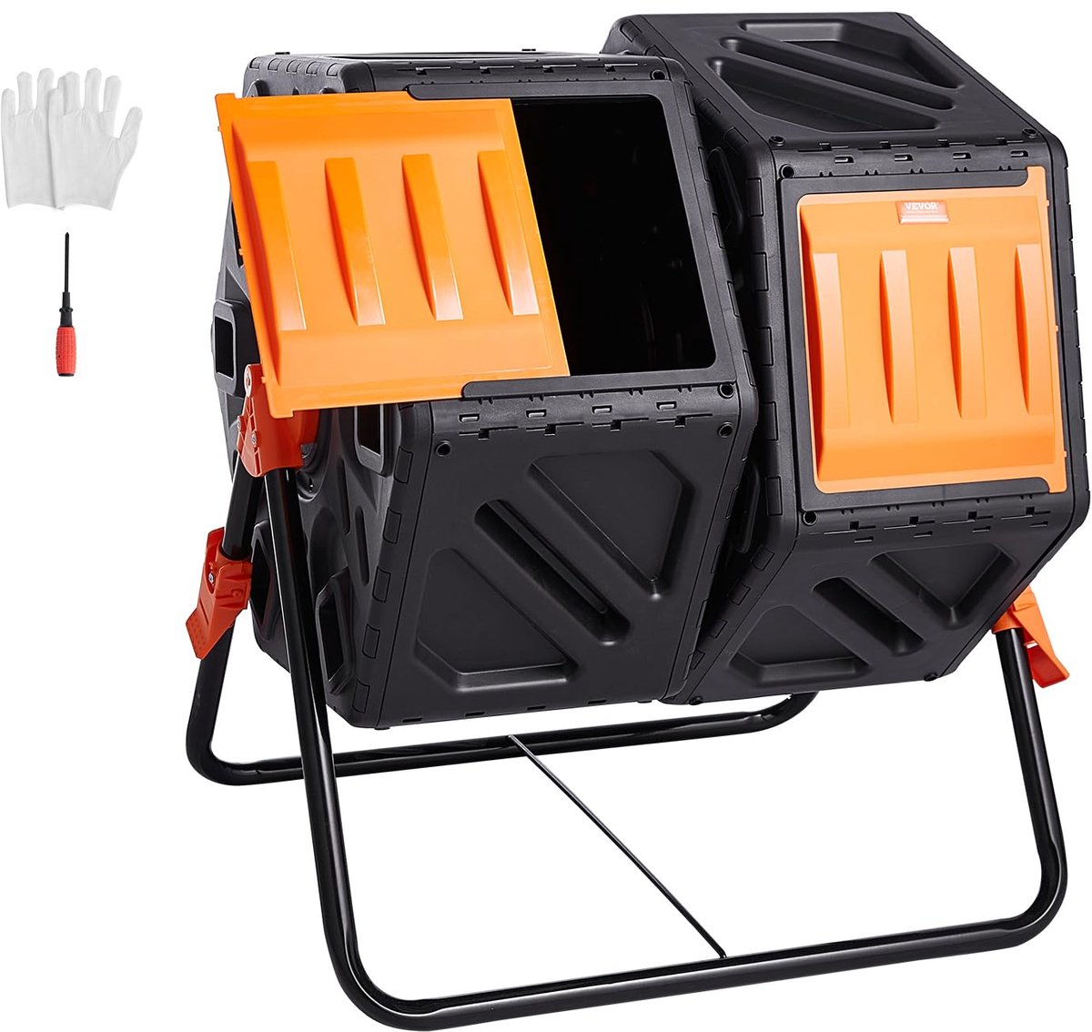 SnelShoppen - Compostbak 37 Gallon met Twee Kamers, Roterende Trommel, Stalen Frame, BPA-vrij voor Tuin en Keuken, Ideaal voor Composteren
