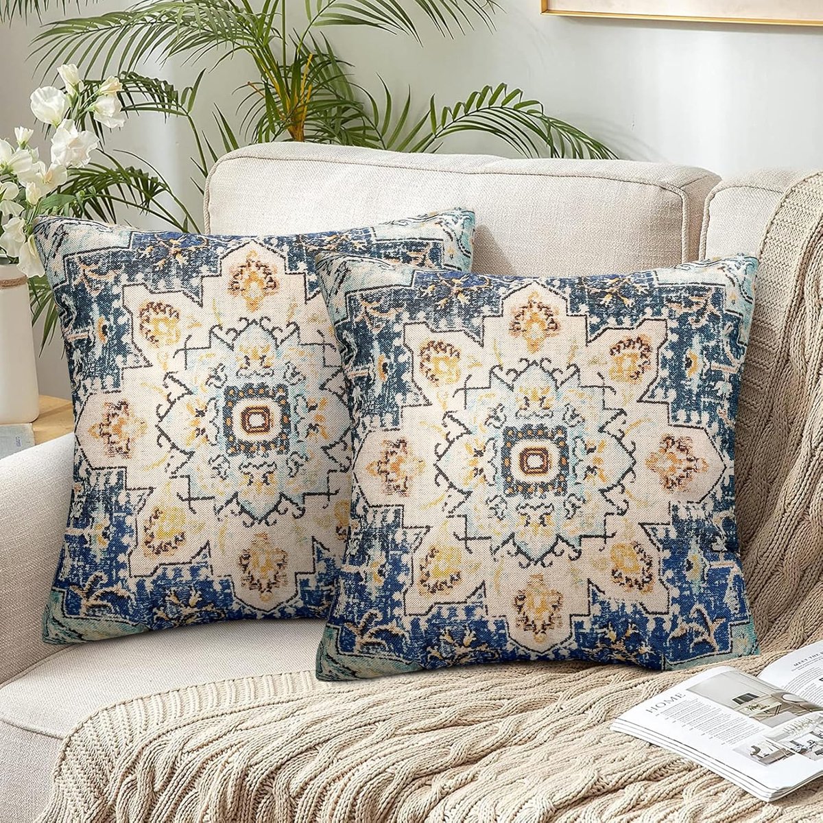 Kussenhoezen 45 x 45 cm - Linnen - Boho retro design - Perfect voor woonkamer - ShopVlot