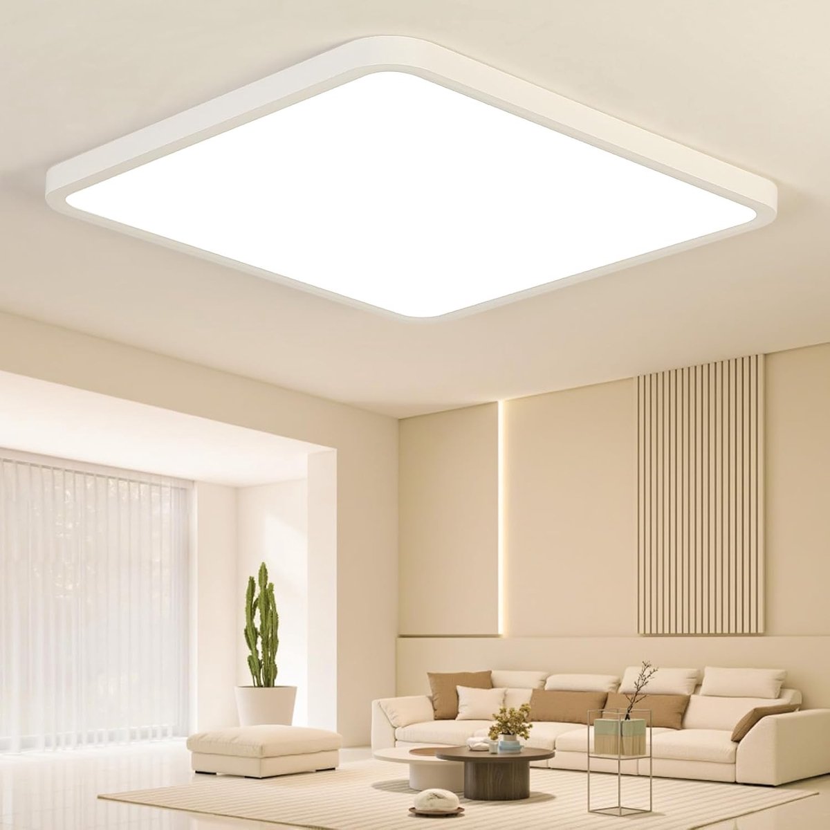 SnelShoppen - Moderne LED Plafondlamp 50 cm, 52 W, IP44 Vierkante Lamp 4000K voor Woonkamer, Badkamer, Keuken, Slaapkamer, Gang, Kantoor
