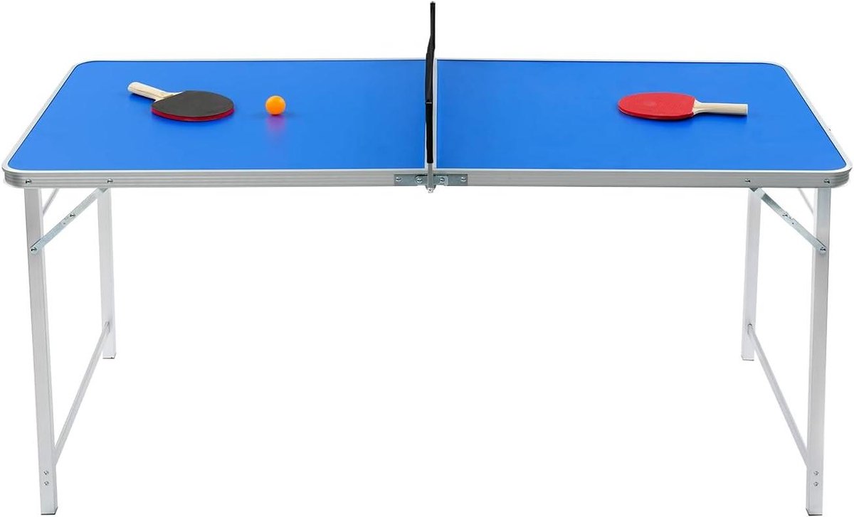 Tafeltennistafel - Pingpongtafel - Buiten Spelen - Inklapbaar Ontwerp - 152 x 67 cm - Blauw Zilver