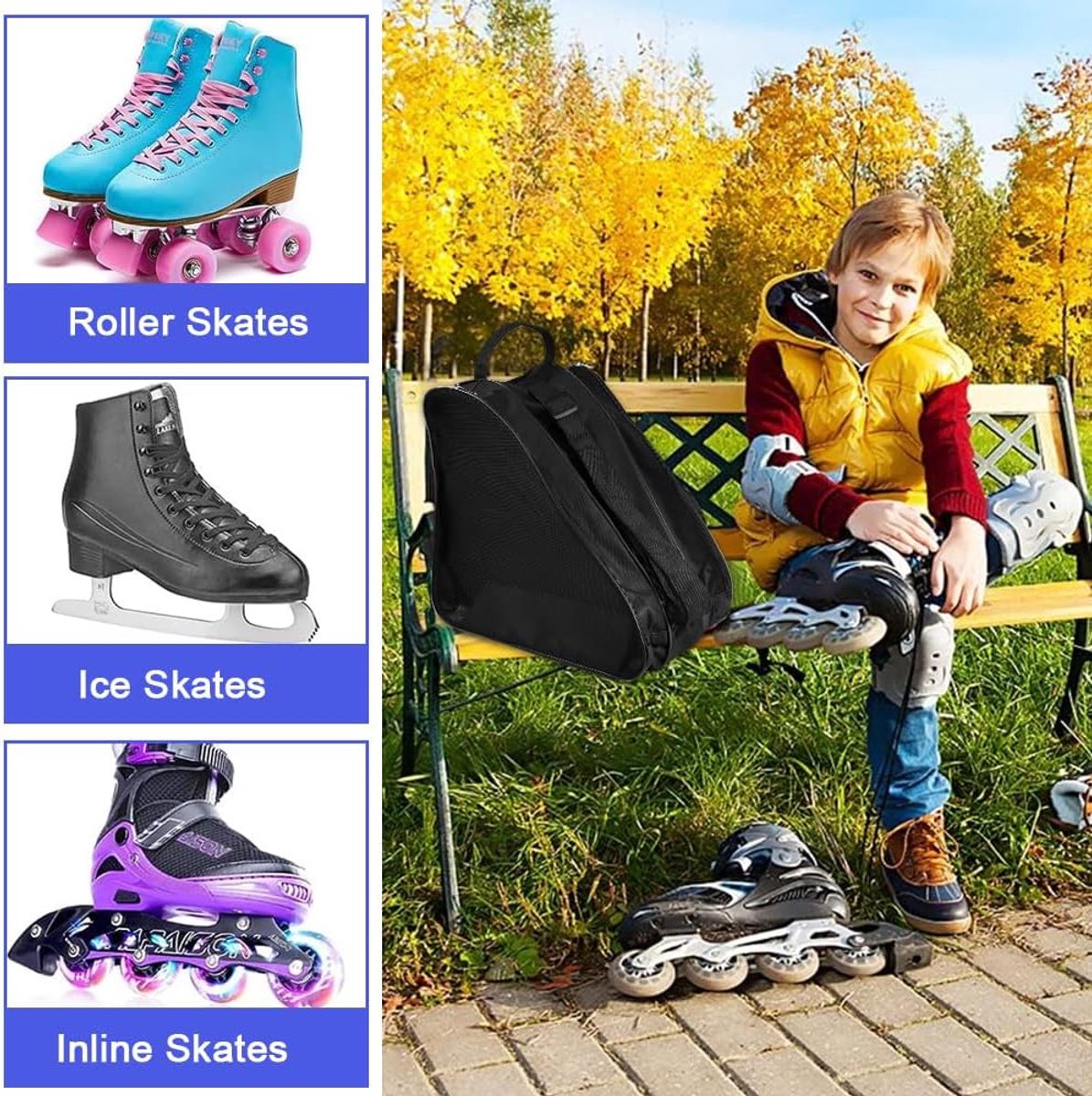 Tas voor volwassenen voor rolschaatsen, ijshockeytas, skischoenentas