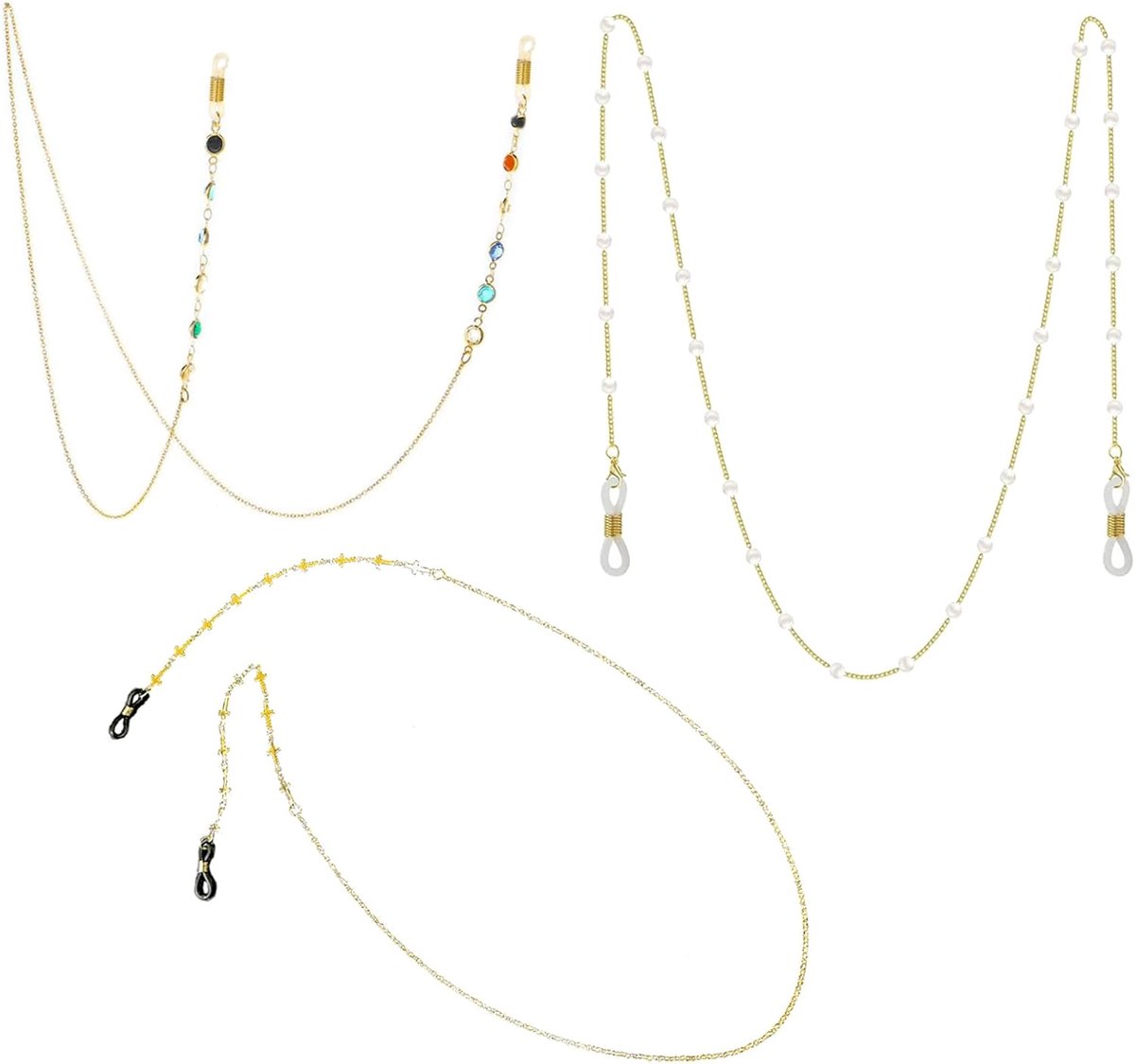 3 stuks brillenketting, verstelbare glasketting, brilband, zonnebril
