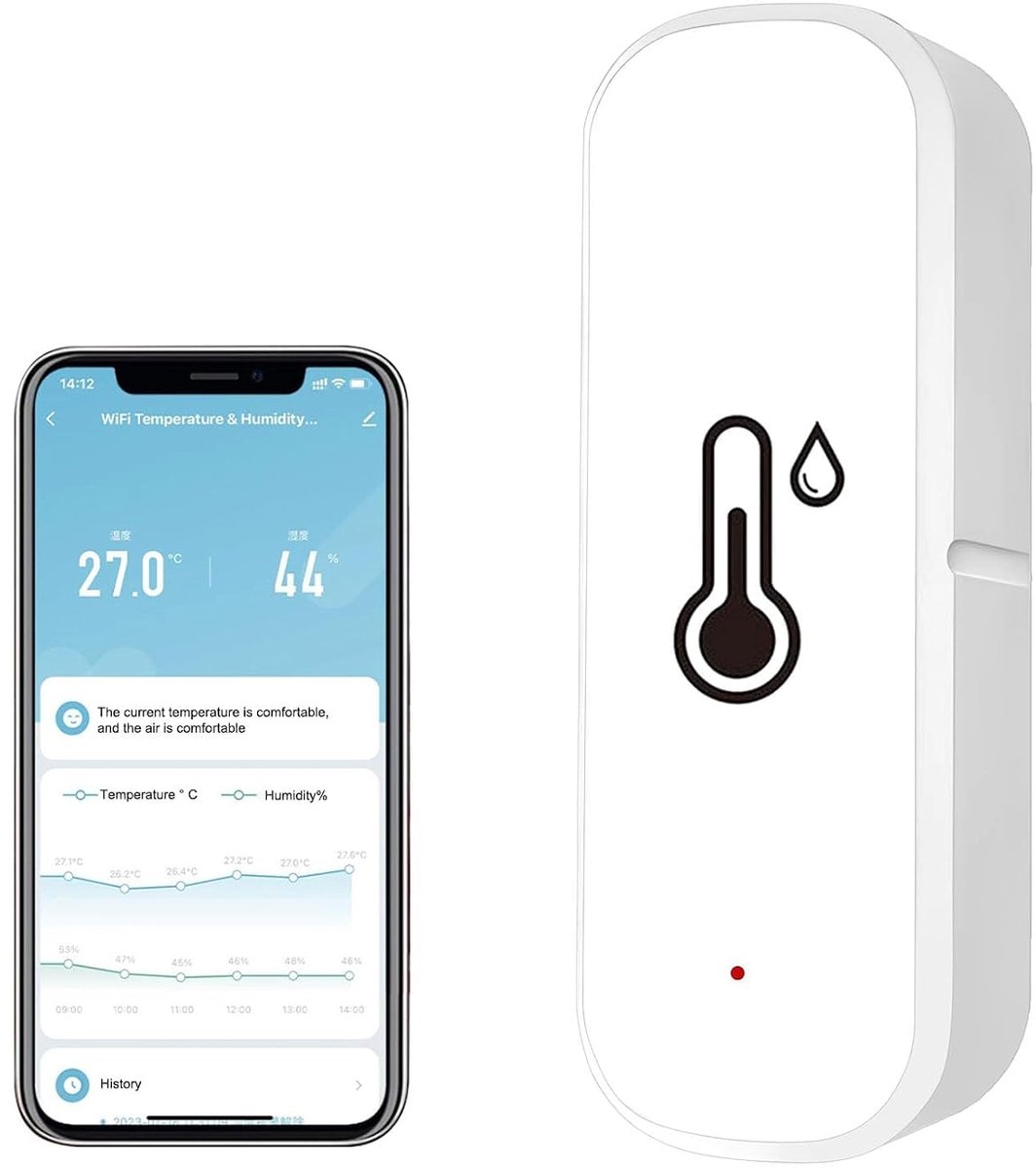 Smart thermometer hygrometer voor binnen en buiten, mini slimme wifi-thermometer met Smart Life/Tuya APP, mini compatibel met Alexa Google Home voor binnentemperatuur en vochtigheid