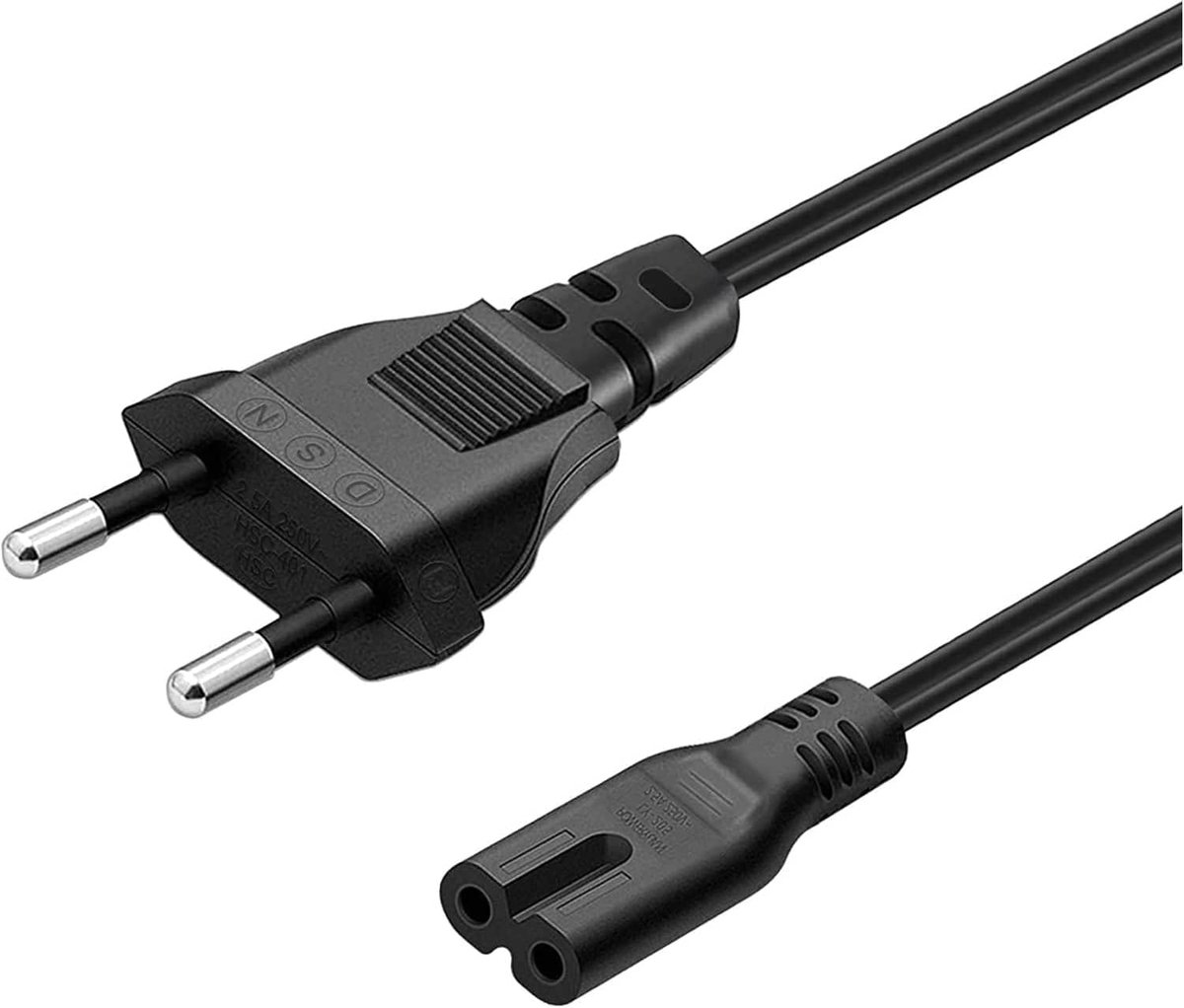 Netsnoer type C Euro, C7-kabel, Euro-8-kabel, compatibel met Samsung Toshiba LG Philips Sharp Sony, Monitor, DVD Printer Radio Blu-Ray PlayStation Xbox, 1,50 m, zwart