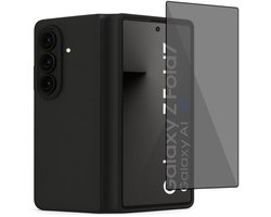 Technow hoesje + Privé Screenprotector geschikt voor Samsung Galaxy Z Fold 8 Ultra / Fold 7 – Privacy Tempered Glass - Back Case - Cover - Zwart