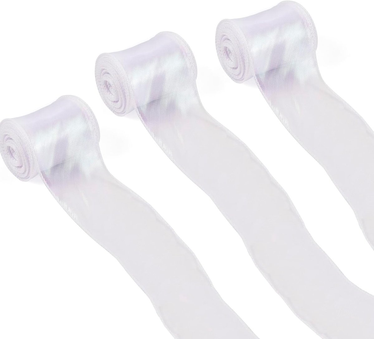 3 rollen glinsterende doorschijnende organza linten iriserende 60 mm