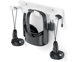 VR-muurbeugel voor Oculus Quest 2/Rift, Valve Index, HTC Vive, PSVR - ruimtebesparende headset en controller-hanger met afgeronde hoeken (wit)