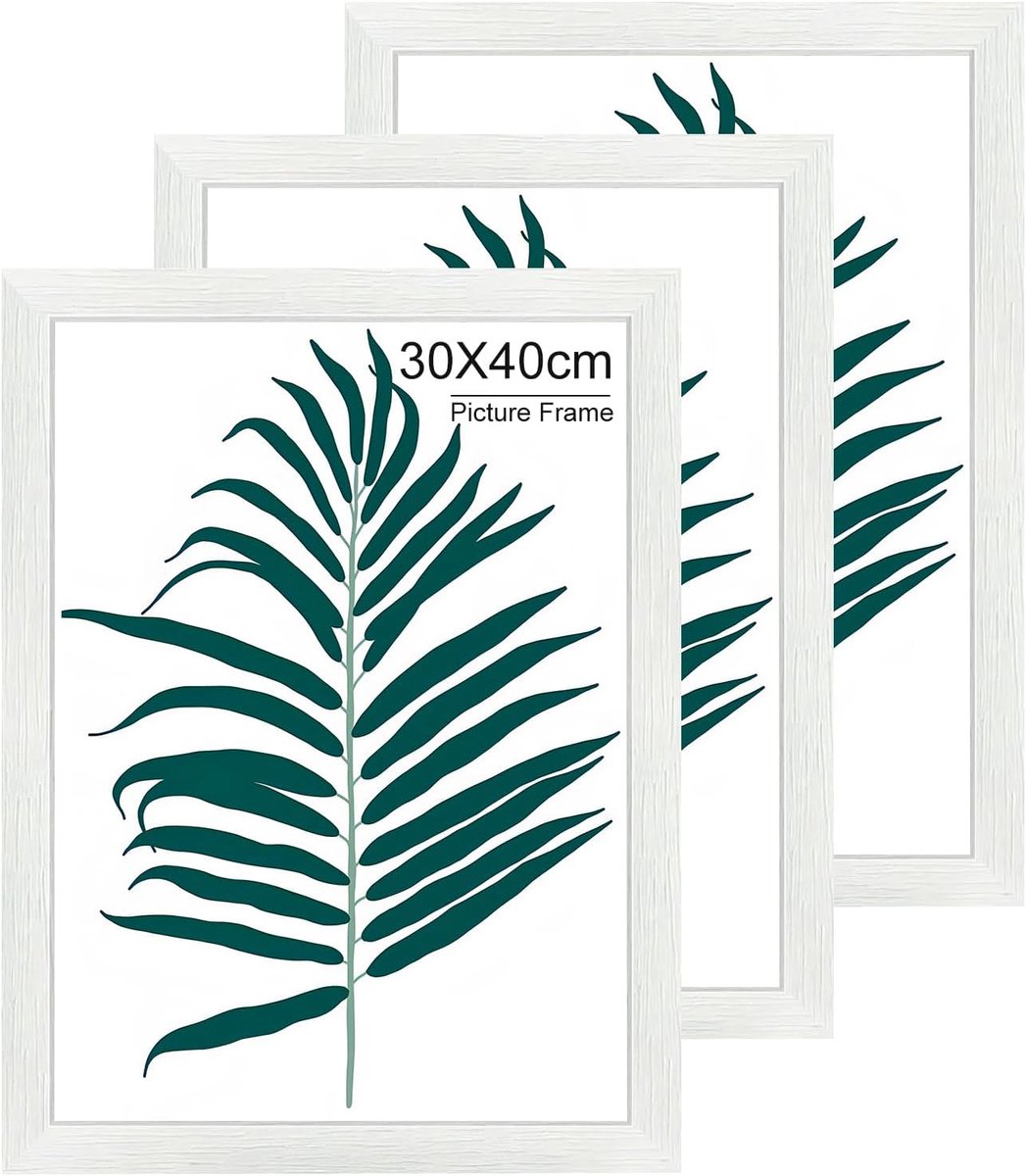 3 Pack fotolijstset 30x40 cm, witte houten fotolijst voor aan de muur