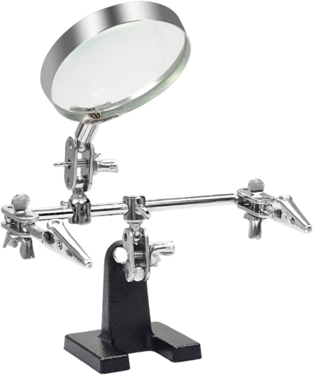 Handloep, Loeplamp met Derde Hand, Vergroothouder,Twee Instelbare en Draaibare Krokodillenklemmen Voor Sieraden, Reparatie, Modelleren, Hobby's en Kunsthandwerk