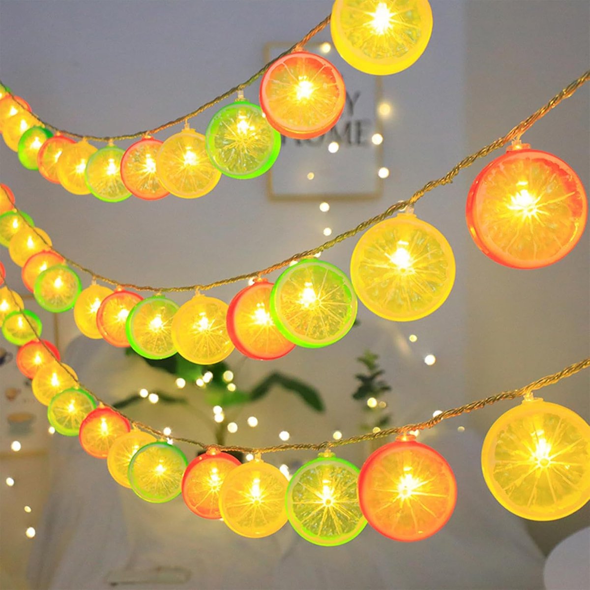 lichtsnoer Citroen, 1,5 m, 10 Led citroenlicht, limoenen +