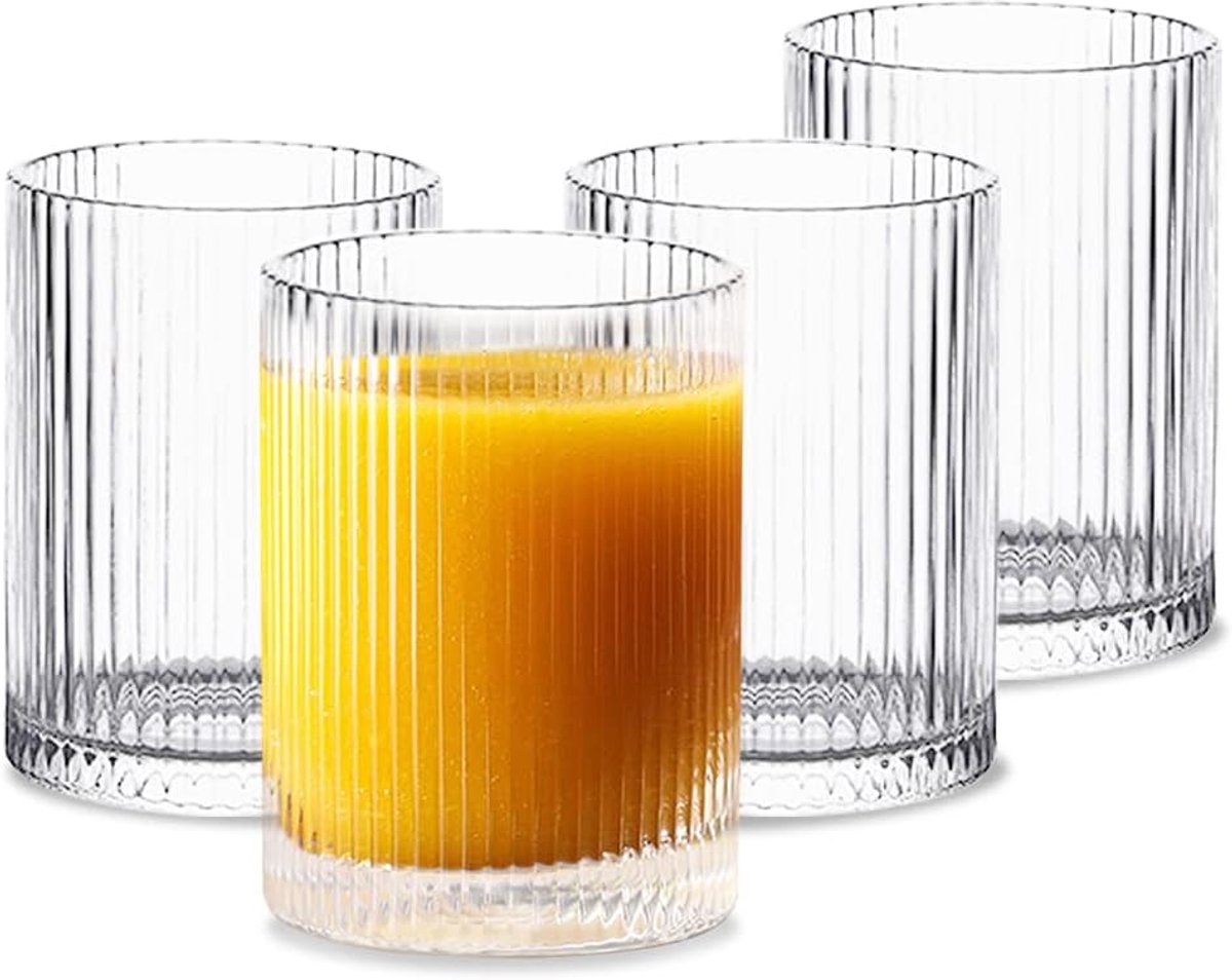 Glazen bekers vintage glaswerk set van 4 kleine Origami stijl