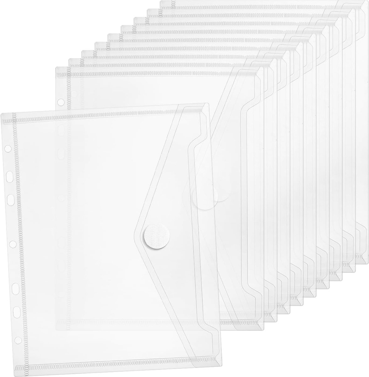 10 stuks documentenvakken, A5, 23 x 18 cm, A5, opbergbaar, 7 gaten