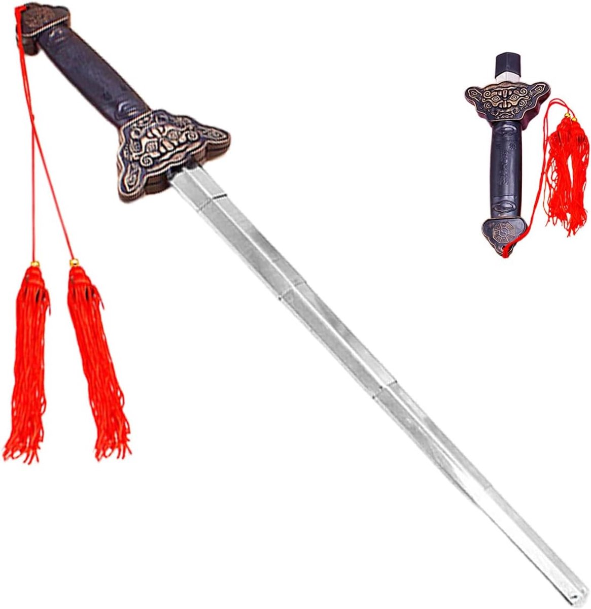 1 x gebruikszwaard, zwaard van roestvrij staal, intrekbaar zwaard