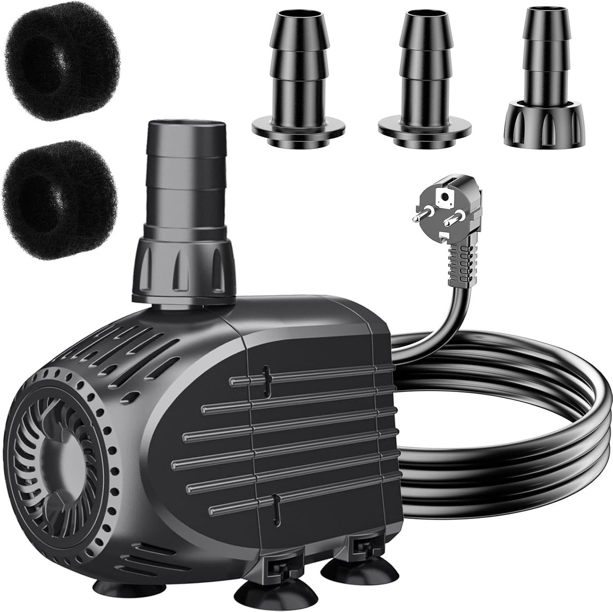 Vijverpomp, 1520 l/u, ultra stille fonteinpomp, bescherming tegen oververhittingsfunctie, waterpomp, dompelpomp met 3 m kabel voor fonteinen en waterspel, fonteinen, hydrocultuursystemen, zwart