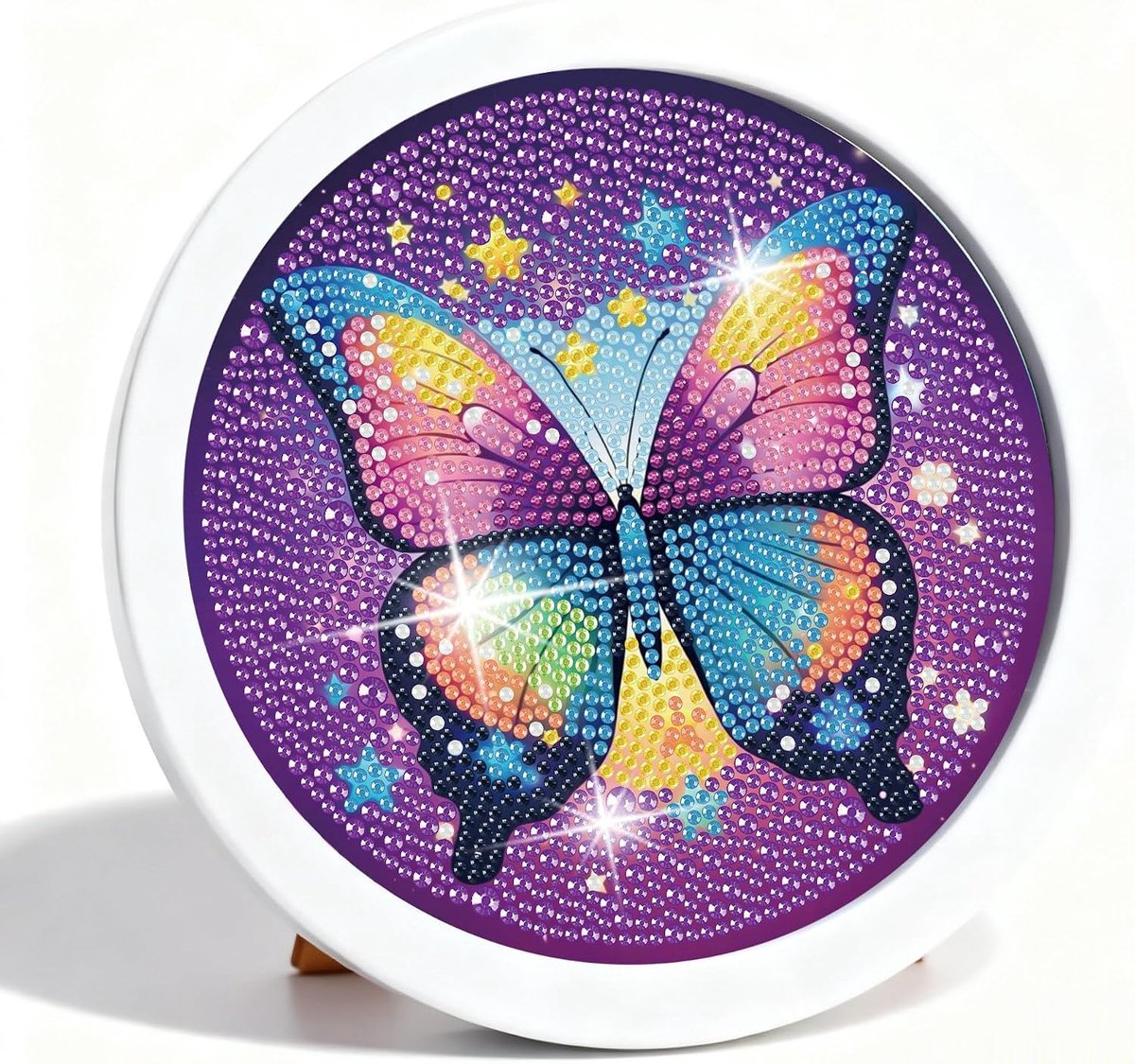Diamond Painting kinderschilderij vlinder met rond frame, 5D