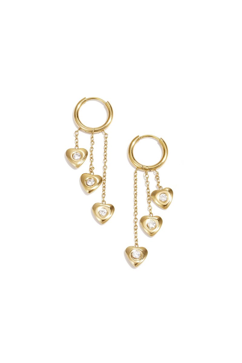 Stylish heart dangle earrings for everyday wear - zilveren kleur