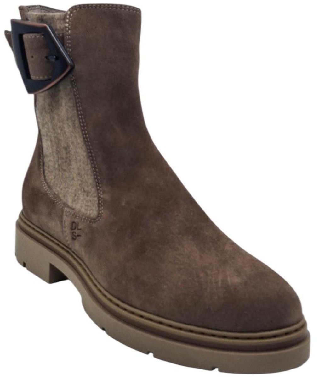 DL Sport 7250-02 Tortora | Suède dames enkellaars met rits