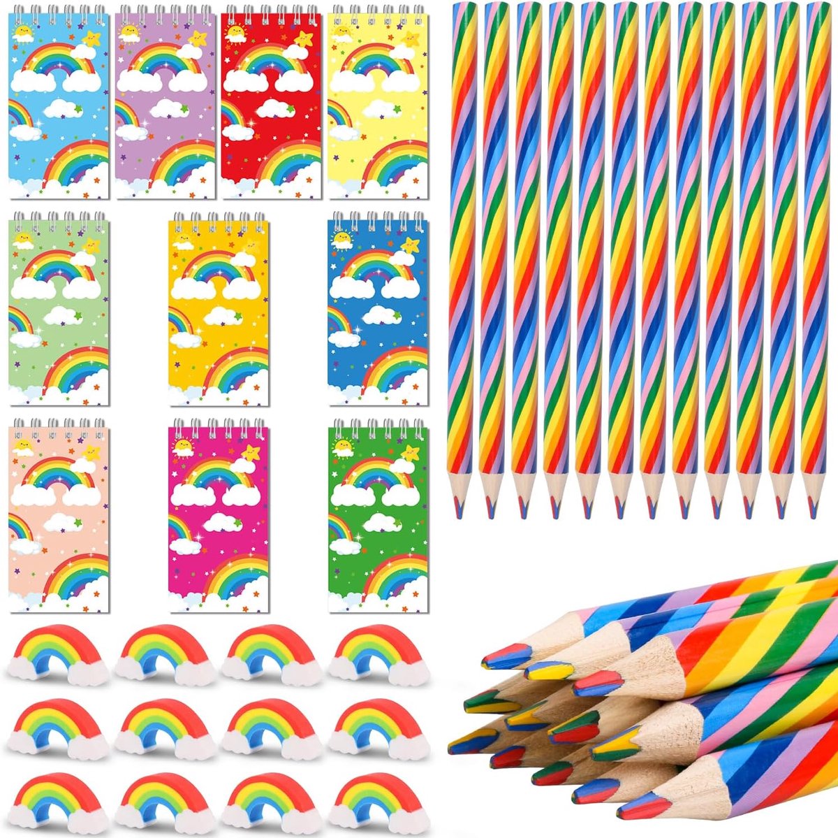 34 stuks regenboogpotloden, 12 regenboogpotloden voor kinderen, 12