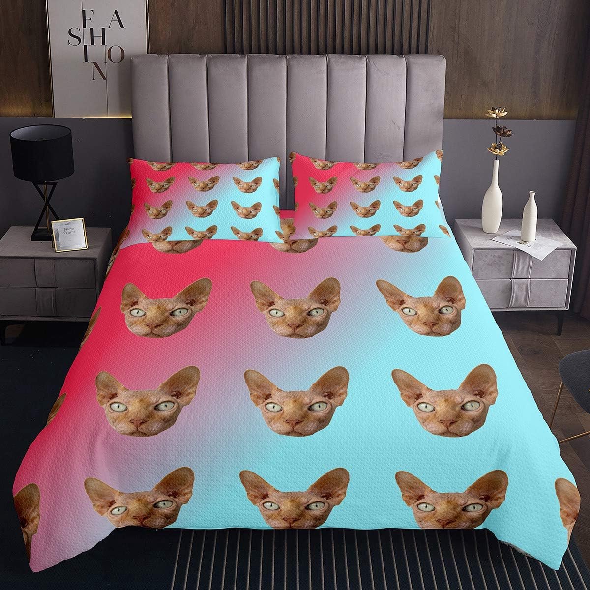 Cartoon Huisdier Katten Gewatteerde Sprei Coverlet Leuke Kitten Print Coverlet Set voor Kinderen Volwassen 3D Dier Thema Gewatteerde Coverlet Gewatteerde Kamer Decor 3 Stks King